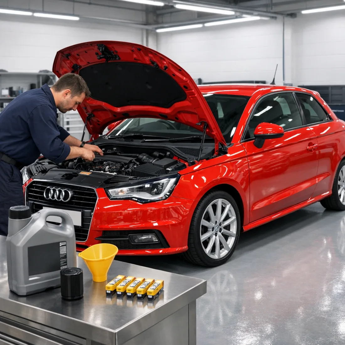 Routine servicing on the Audi A1 8X, same discipline applies to the GB