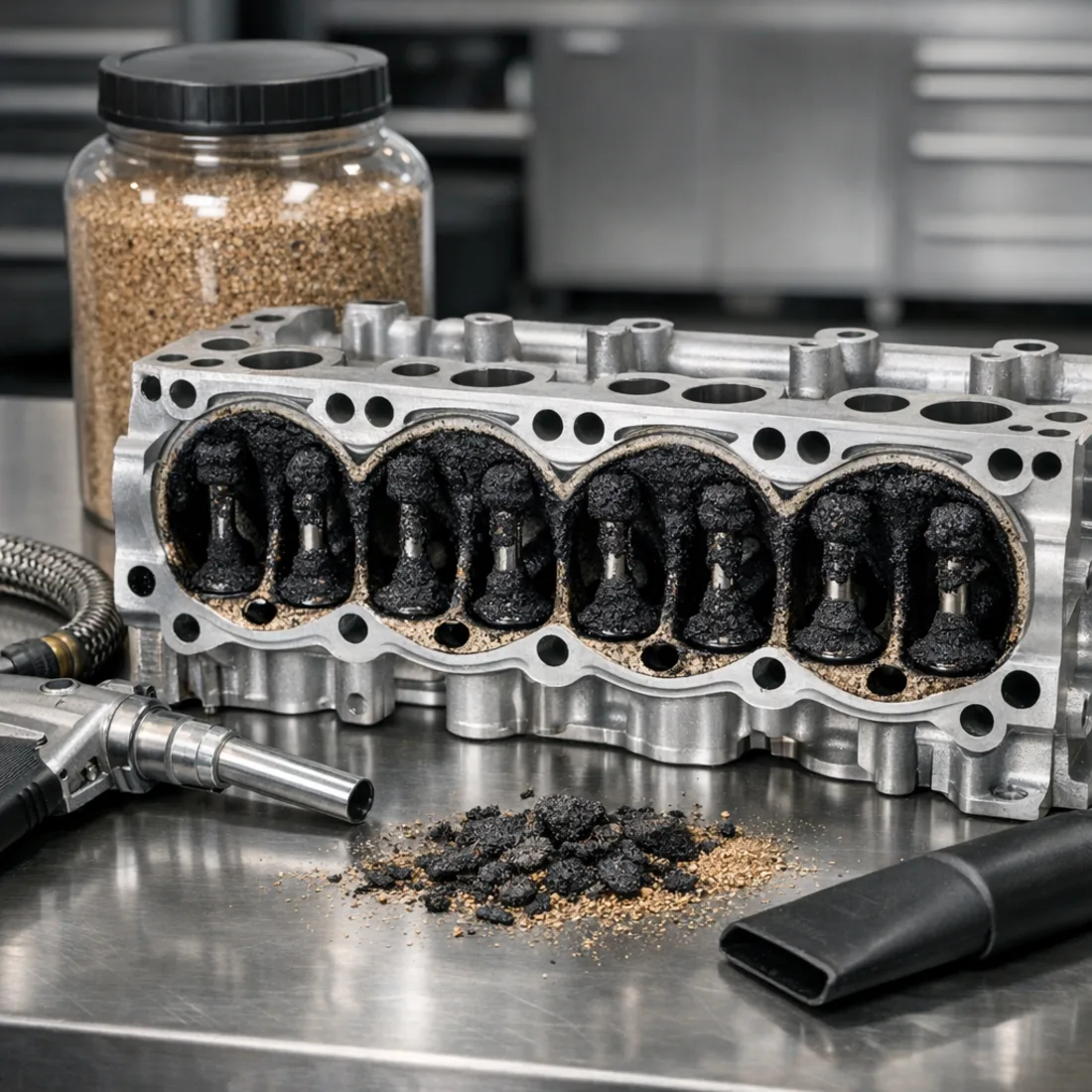 Carbon deposits on B7 RS4 intake valves, a direct injection reality