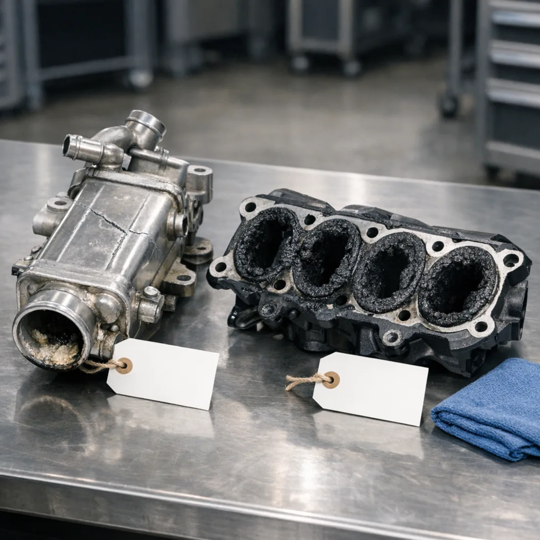 Cracked EGR cooler and intake carbon fouling on the B9 S4 3.0 TDI, a familiar fault in a more complex package