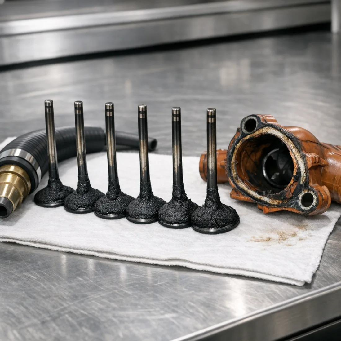 FY SQ5 3.0 TFSI EA839: known fault components laid out for inspection