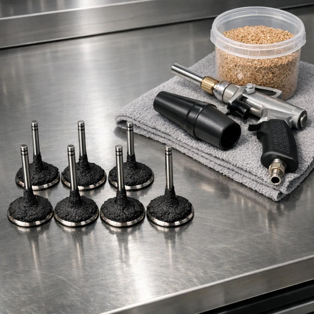 Carbon deposits on the SQ8 4.0 TFSI intake valves, a classic direct injection problem