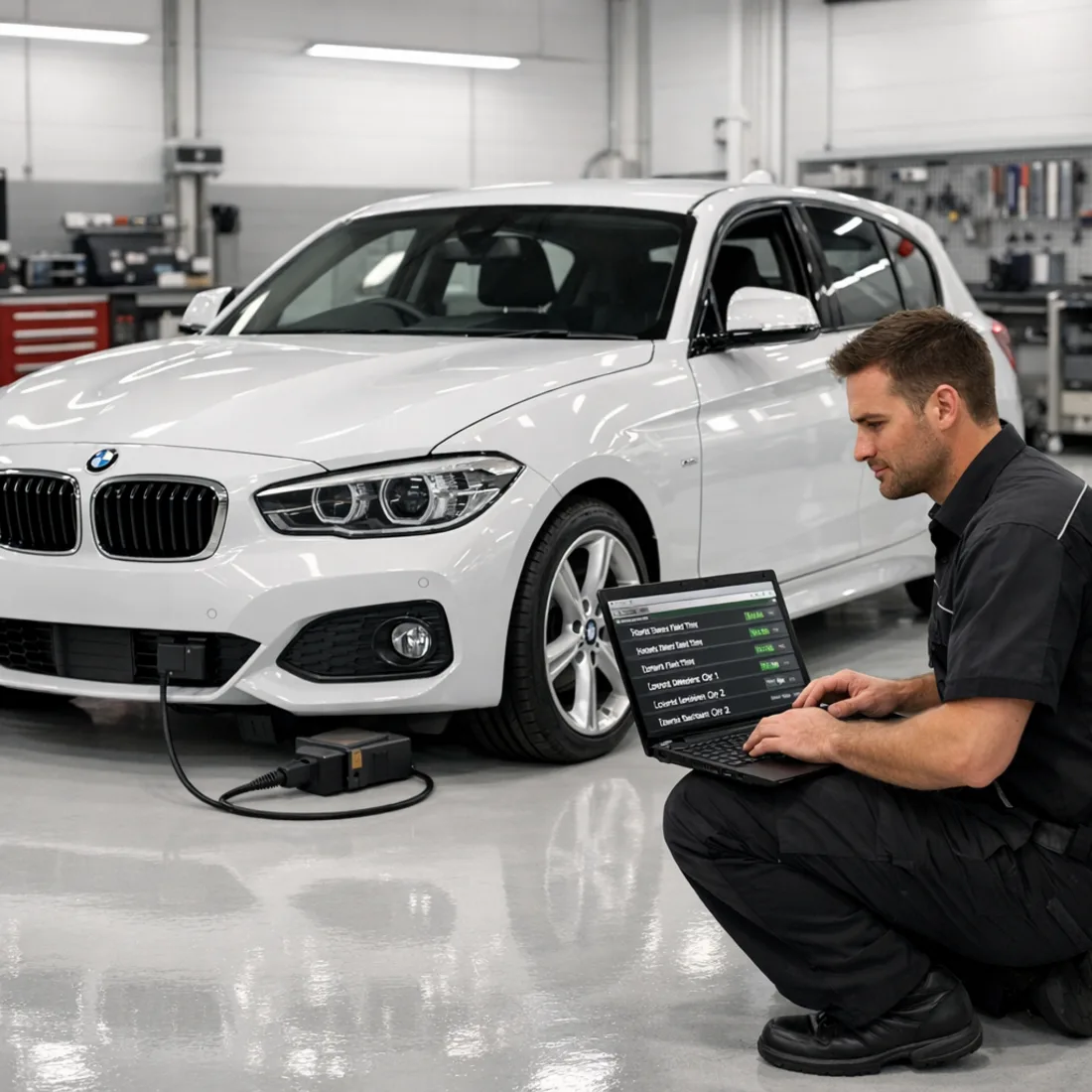 ISTA diagnostics on an F20 116i. Factory tooling gives real answers, not generic fault codes.
