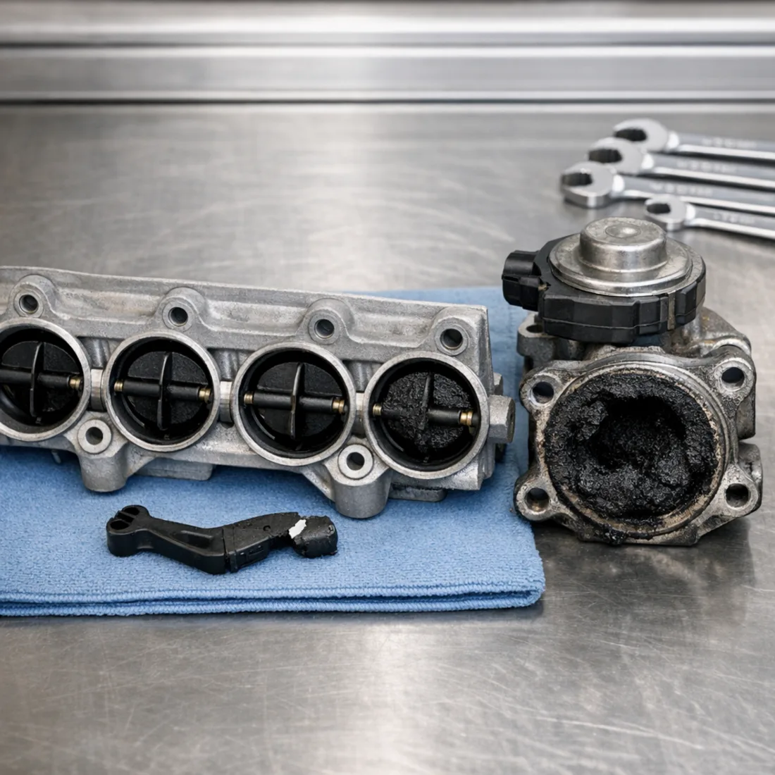 E87 123d swirl flap assembly and EGR valve. Both are common failure points on the M47TU2D20.