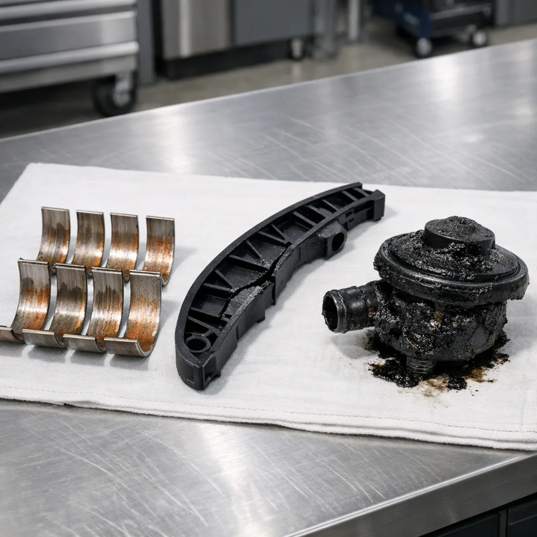 F10 M5: S63B44B common fault components laid out for inspection