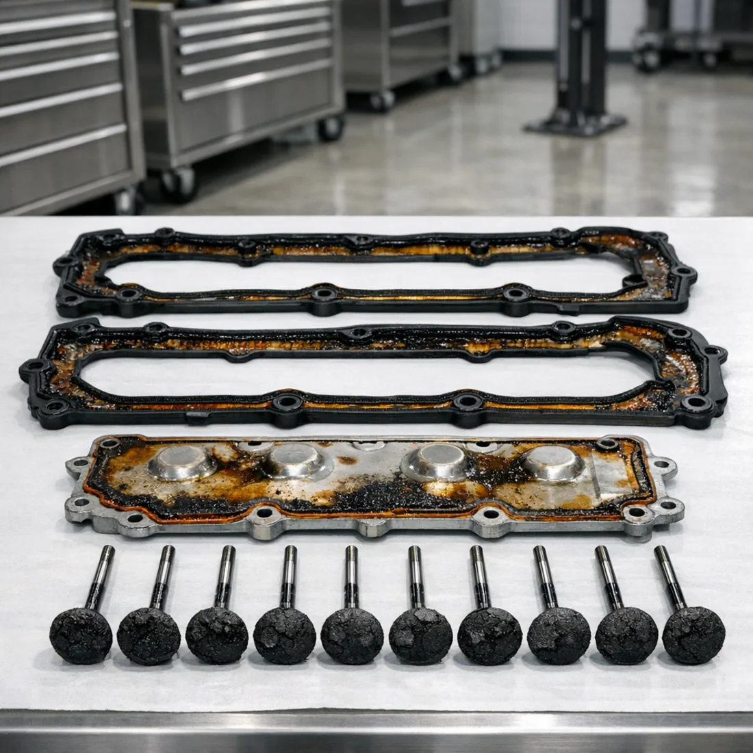 N63B44O2 common fault components, valve covers and valley area parts on the M550i