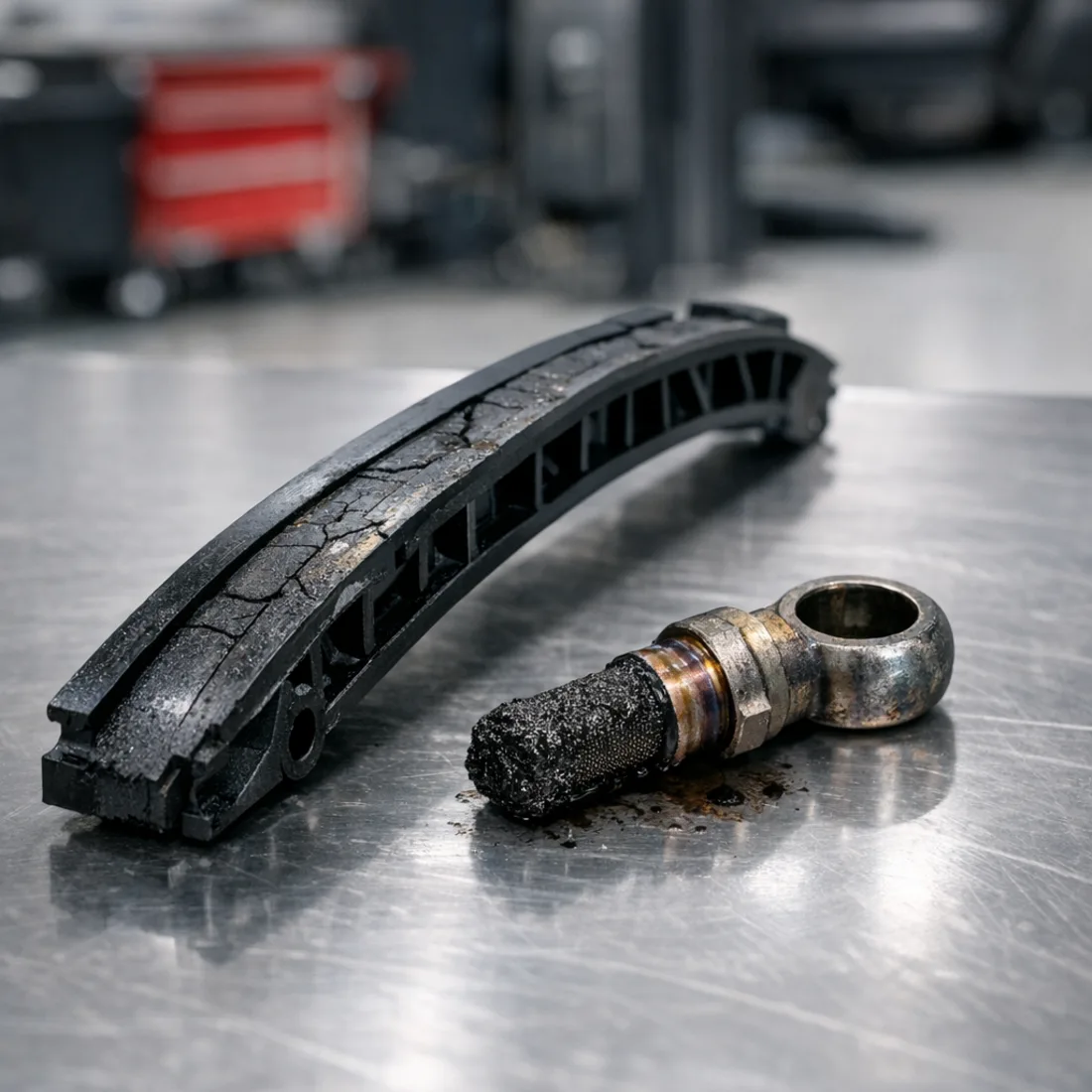 F12/F13 M6: timing chain guides and turbo oil feed line, two of the most common repair items