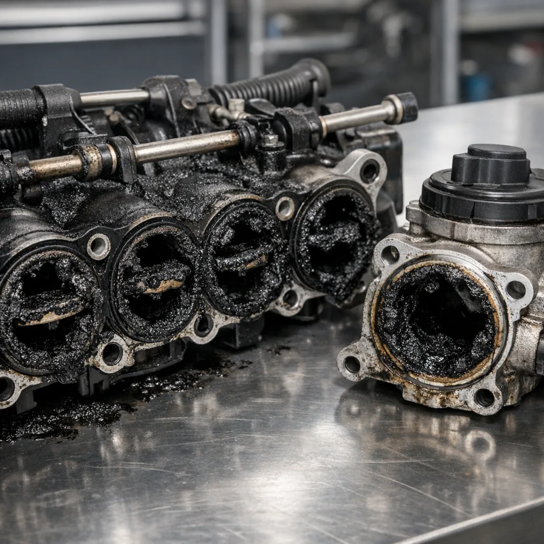 Heavily carboned EGR and intake from a Journey 2.0 CRD, a typical find