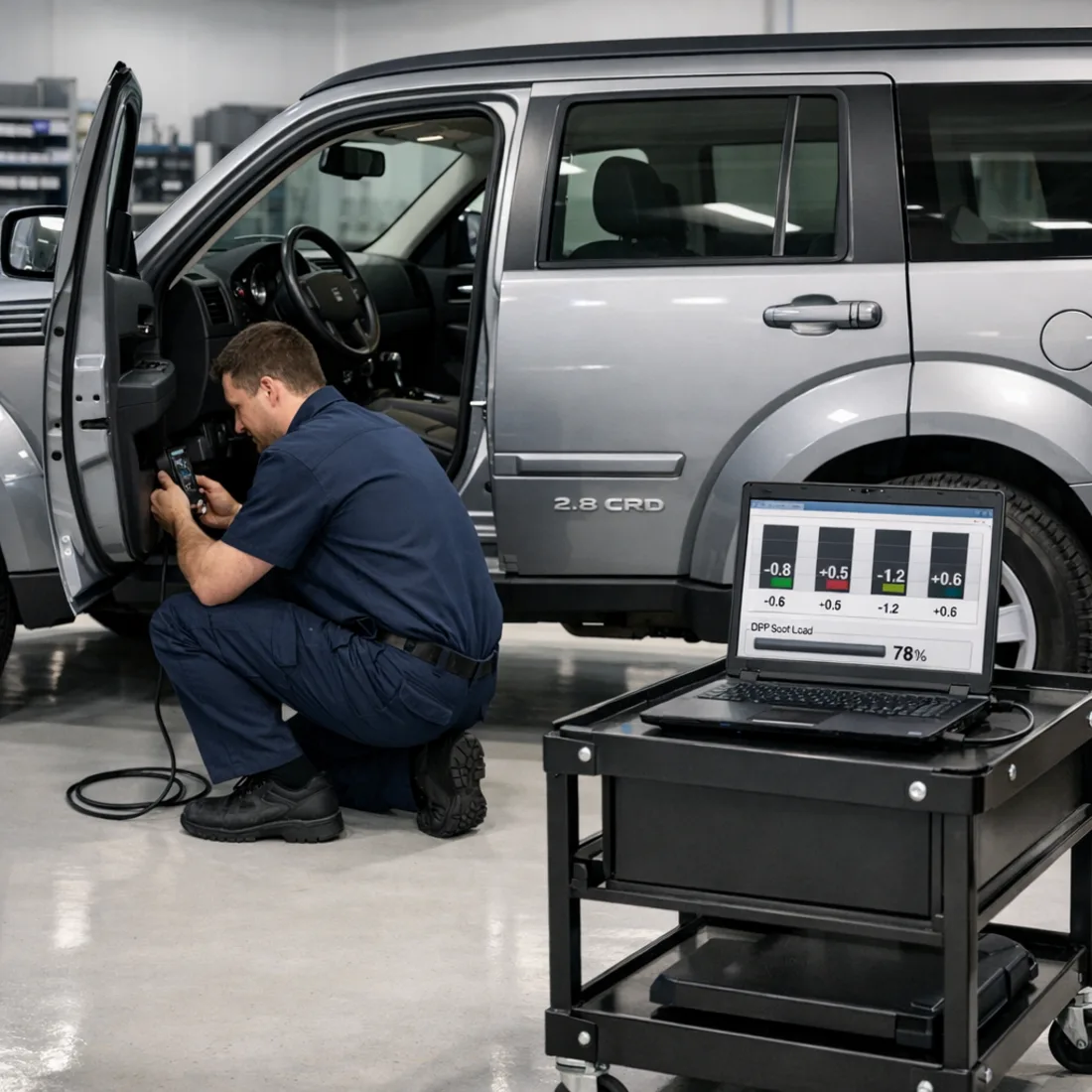 wiTECH factory diagnostics on the Nitro 2.8 CRD, reading live injector data