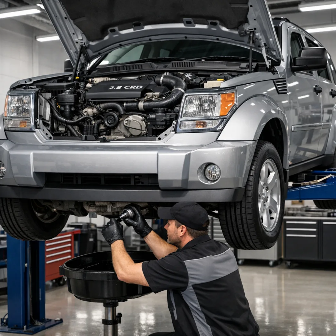 Routine diesel service on the 2.8 CRD, including fuel filter and glow plug check