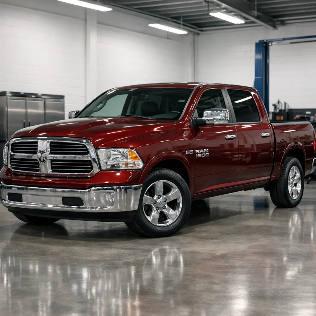 5.7 Hemi V8 RAM 1500 on the hoist at our Penrose workshop