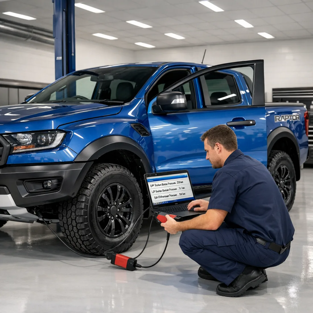 Ford IDS factory diagnostics in use on the Ranger Raptor, the same toolset used across all generations