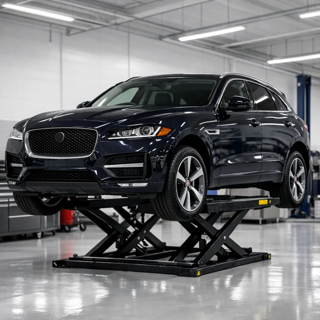 306DT on the hoist in our Penrose workshop, the starting point for any F-Pace service or inspection