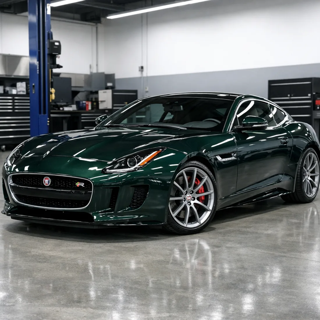 Jaguar F-Type 5.0 V8 Supercharged in workshop