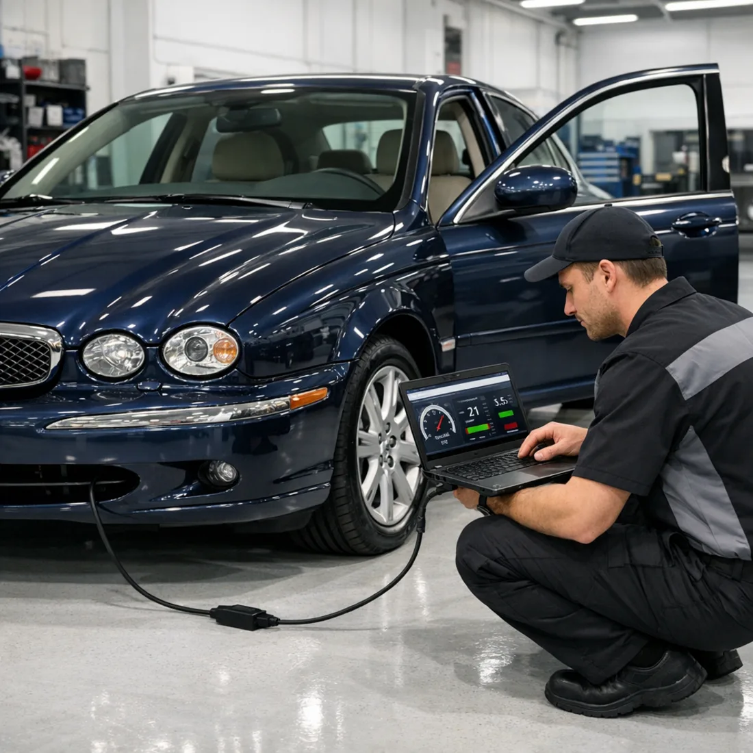 Factory Jaguar SDD diagnostics in use on an X-Type 3.0 V6