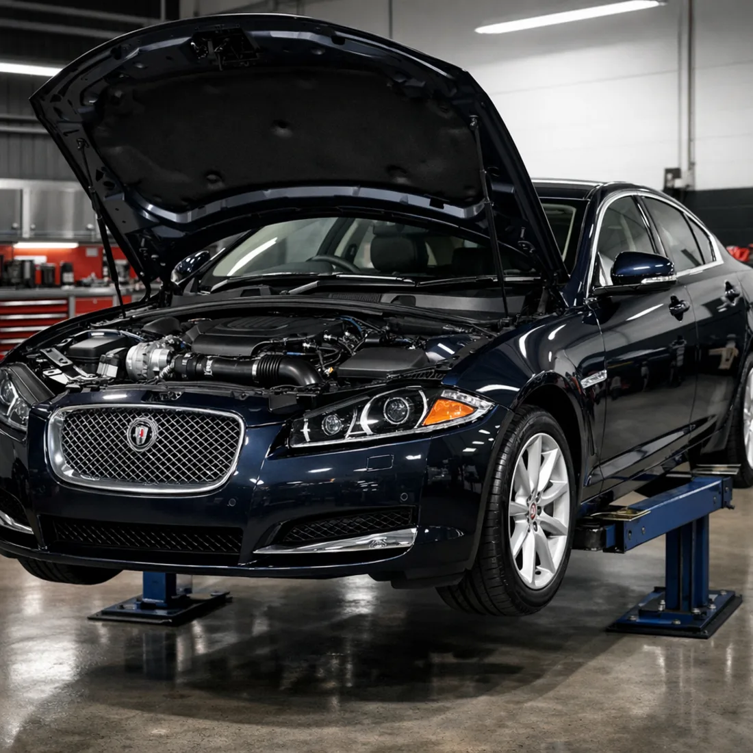 XF 2.0 SC Turbo X250 on the hoist for inspection at our Penrose workshop