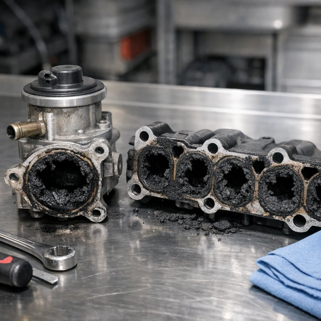 Classic 224DT problem: clogged EGR and heavy intake carbon on the XF 2.2D