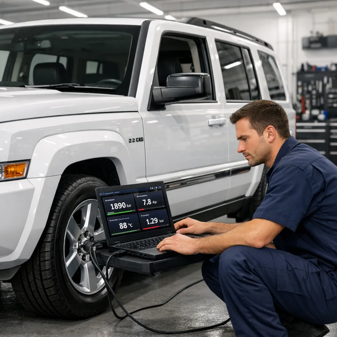 Dealer level diagnostics on the Jeep Commander 2.2 CRD at our Penrose workshop