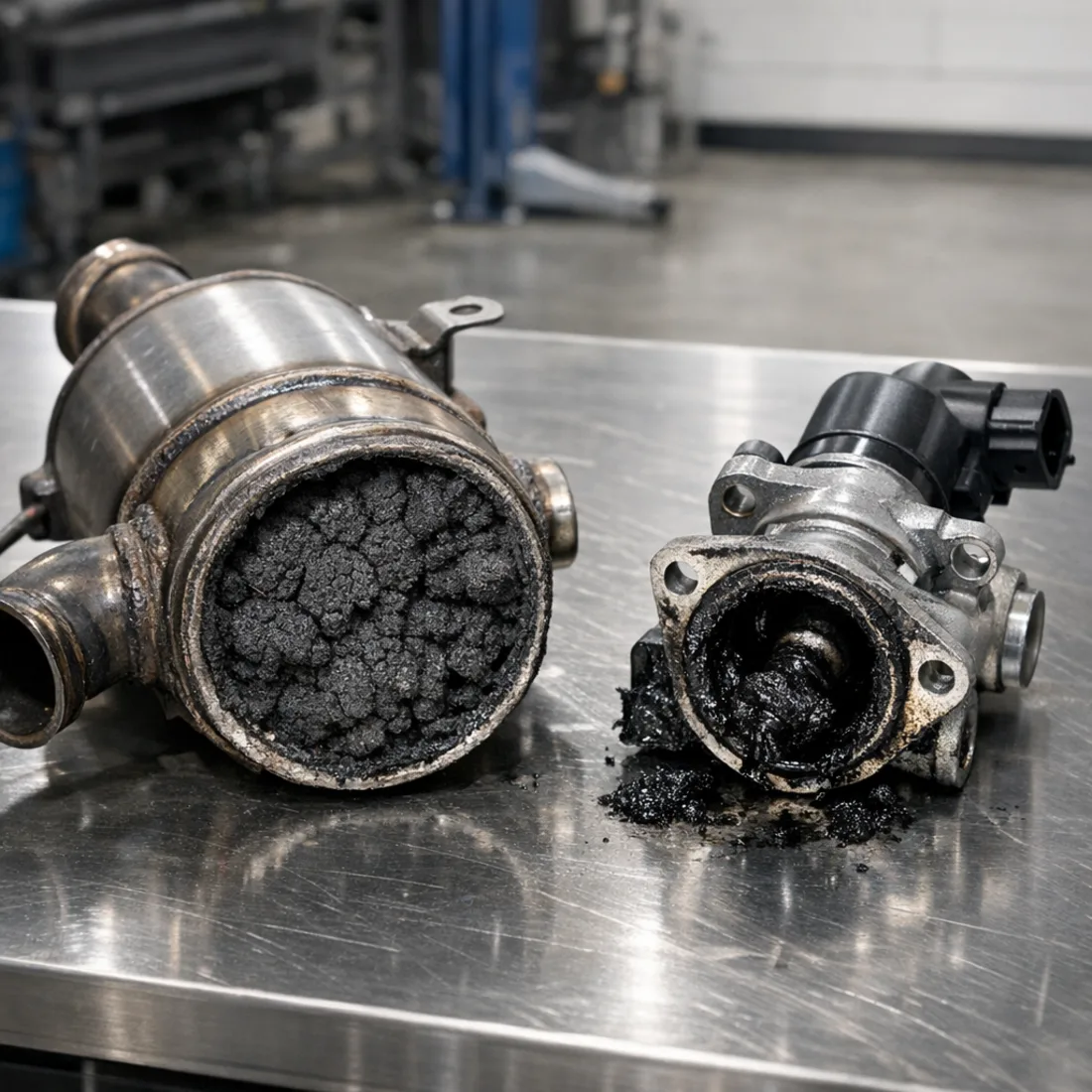 Clogged DPF and EGR from a 2.2 CRD, typical of short trip use