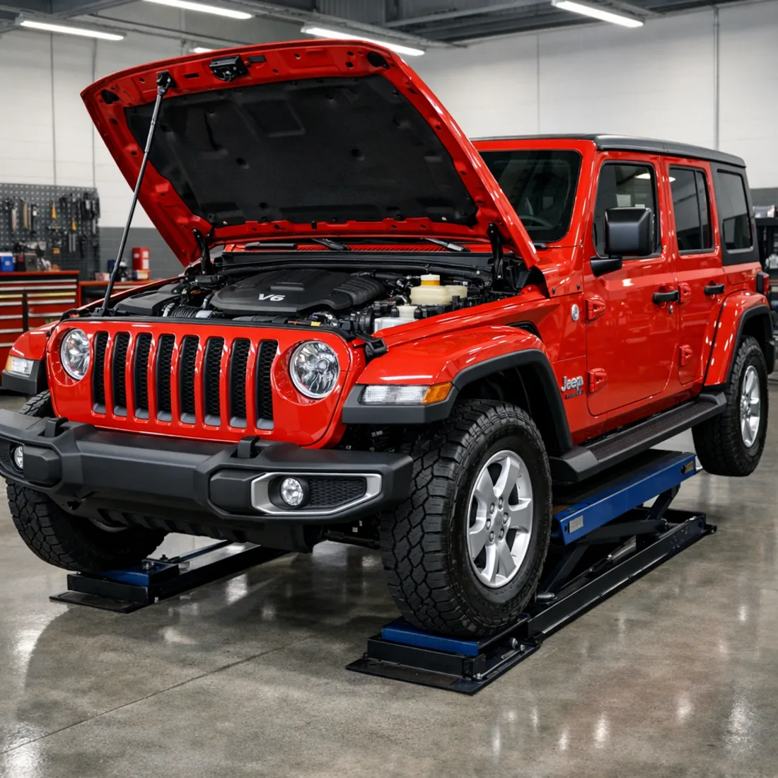 3.6 V6 Pentastar on the hoist for a full inspection