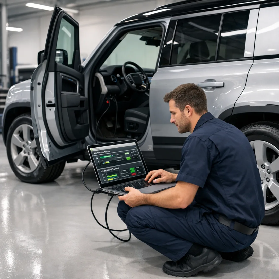 Defender D200 3.0, Pathfinder diagnostics in our Penrose workshop