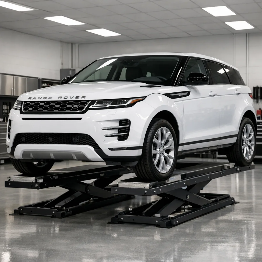 Evoque D150 on the hoist for a full service at our Penrose workshop