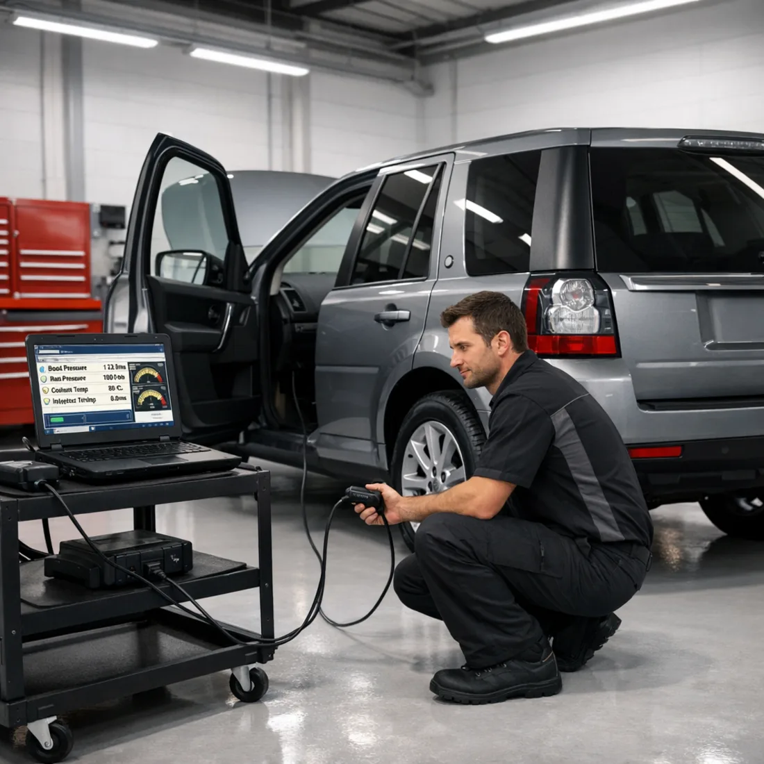 Factory SDD diagnostics running on the EDC17CP42 system in our Penrose workshop.