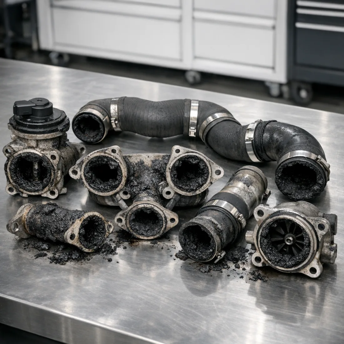 Heavy carbon buildup on EGR components, Range Rover Sport 2.7 TDV6