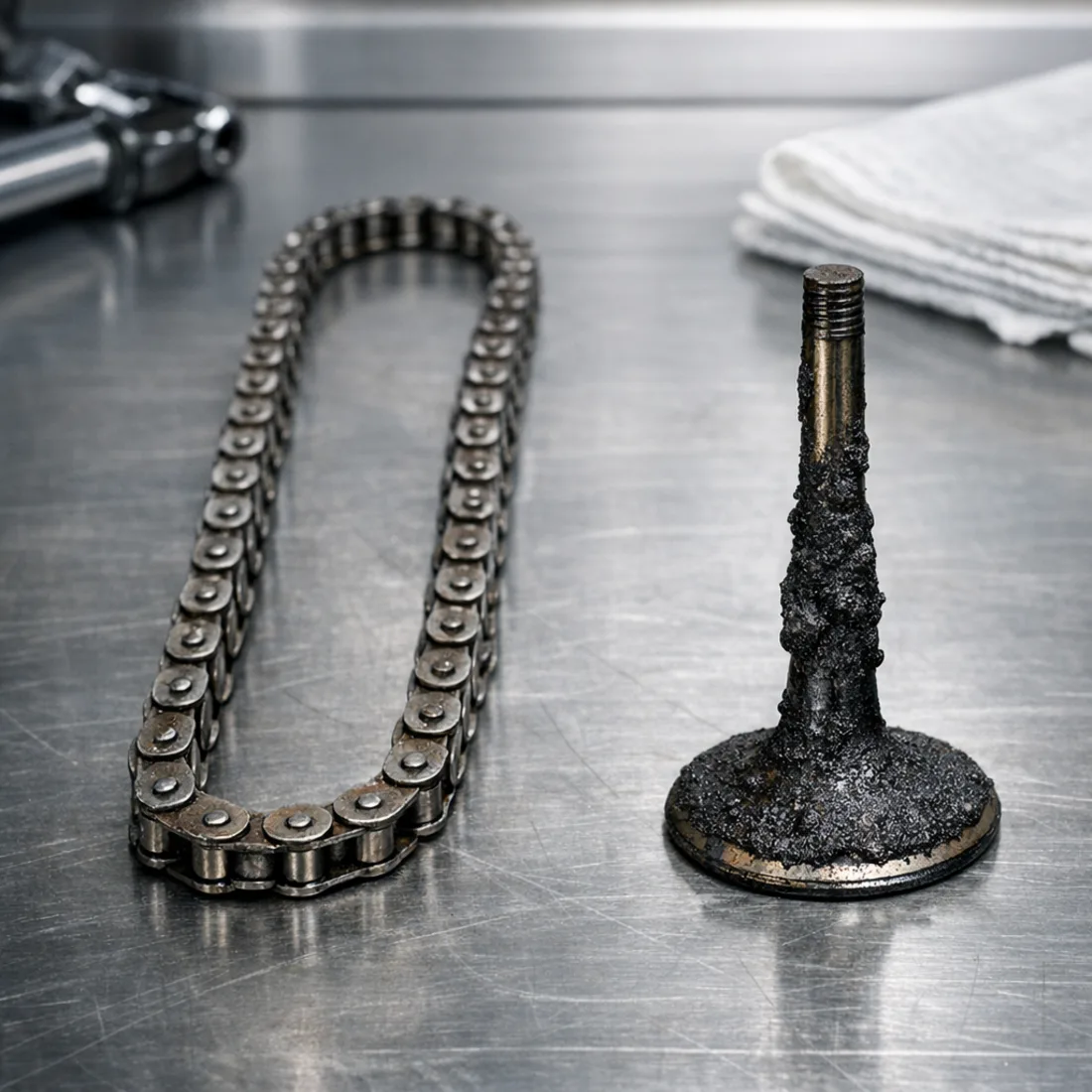 PT204 timing chain and carbon fouled intake valve, both common workshop items on the Si4