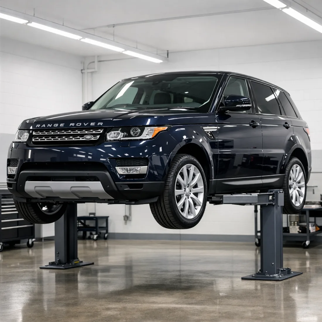 L494 SDV6 on the hoist for full underside inspection, standard practice for higher mileage Sport diesels