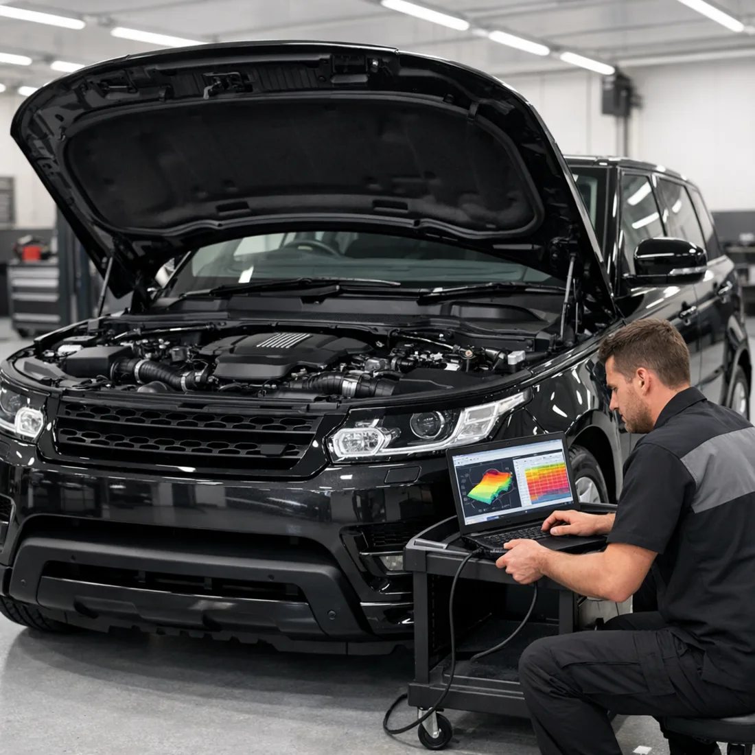 Stage 1 ECU tune in progress, Range Rover Sport 3.0 TDV6