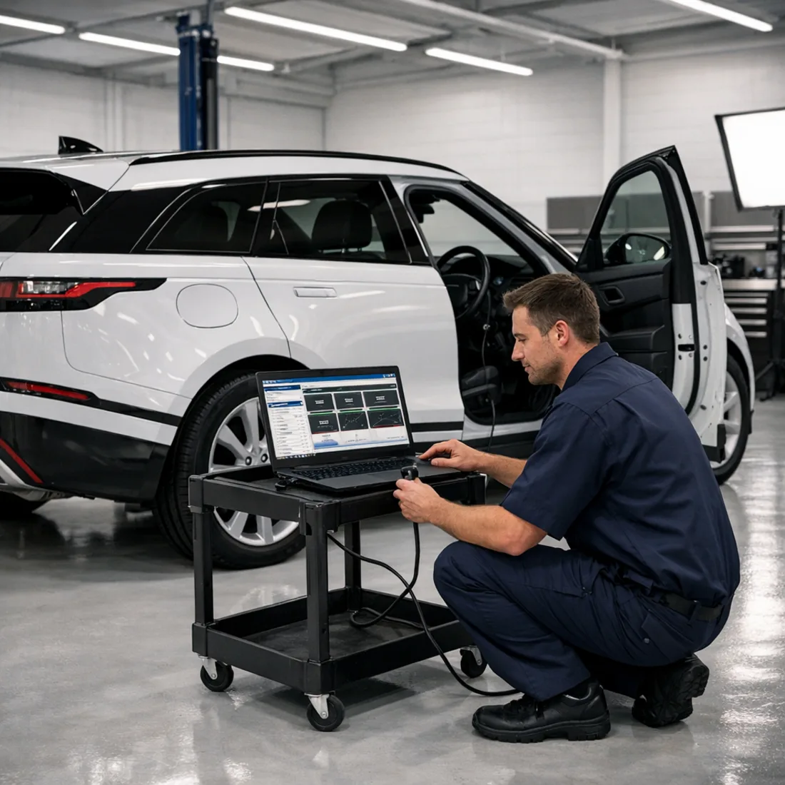 Velar D200: factory JLR SDD diagnostics in progress, reading full live data rather than just fault codes