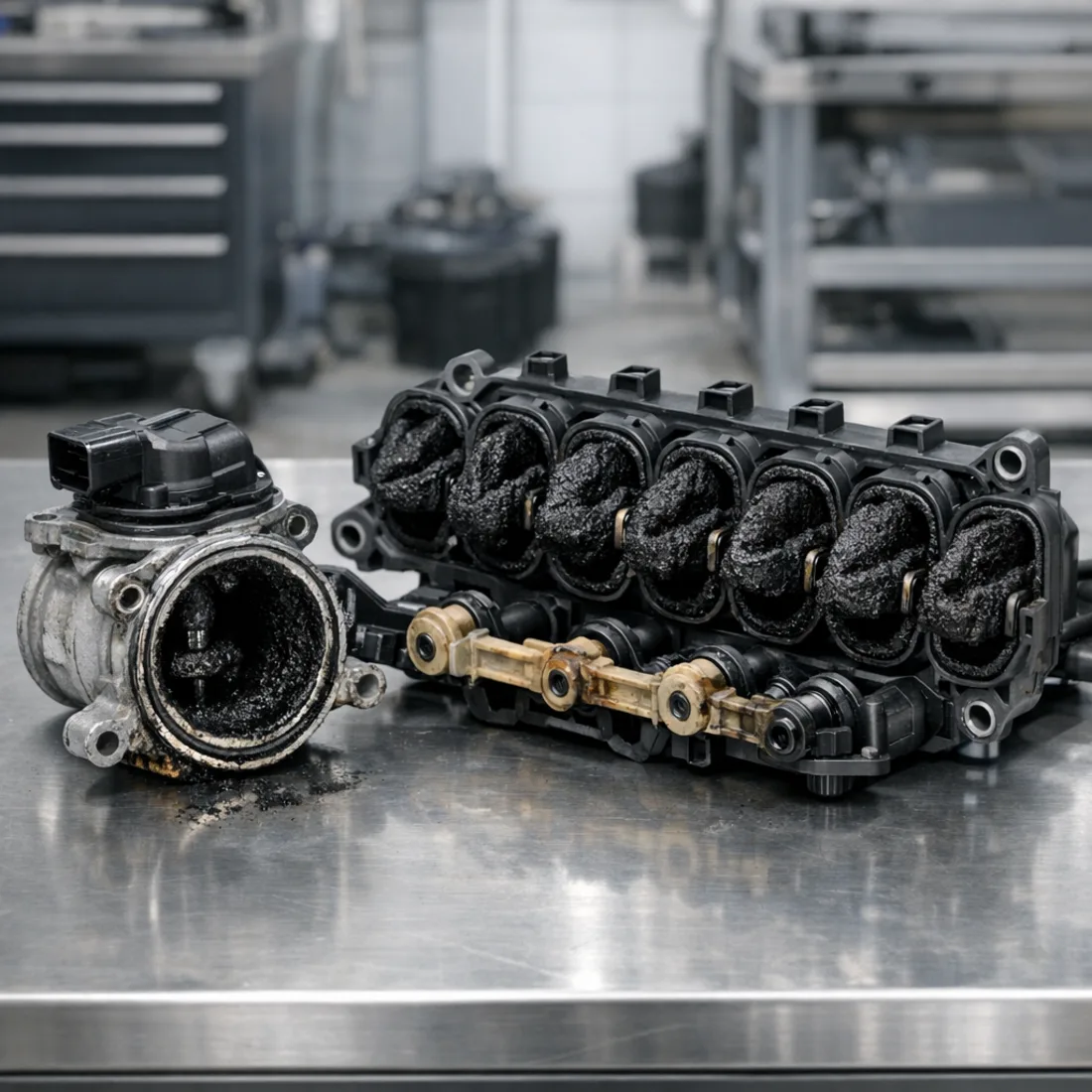 Ghibli 3.0D: the EGR valve and intake carbon build up we see regularly