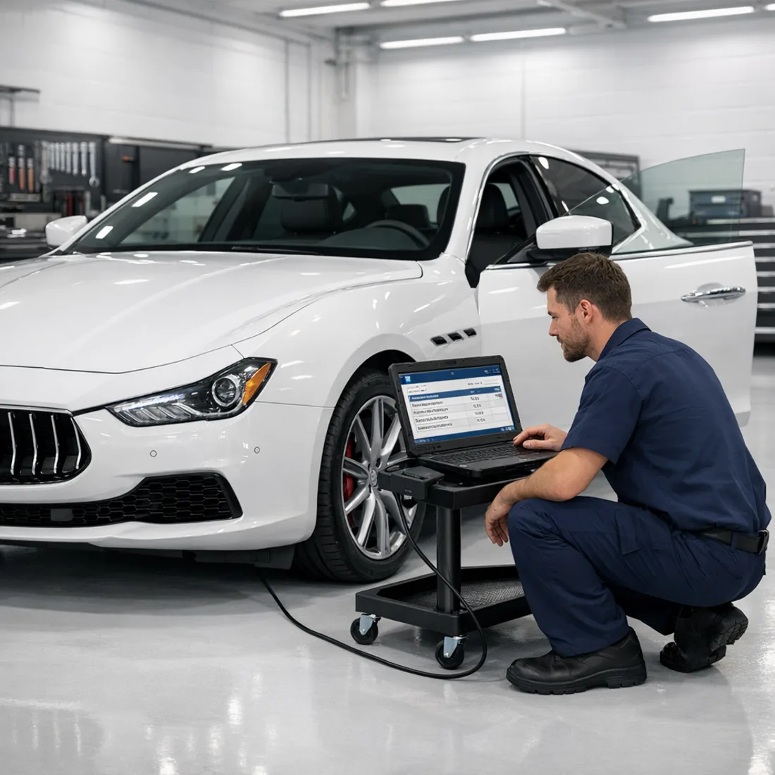 Ghibli 3.0D: Maserati MDVCI factory diagnostics running across all modules