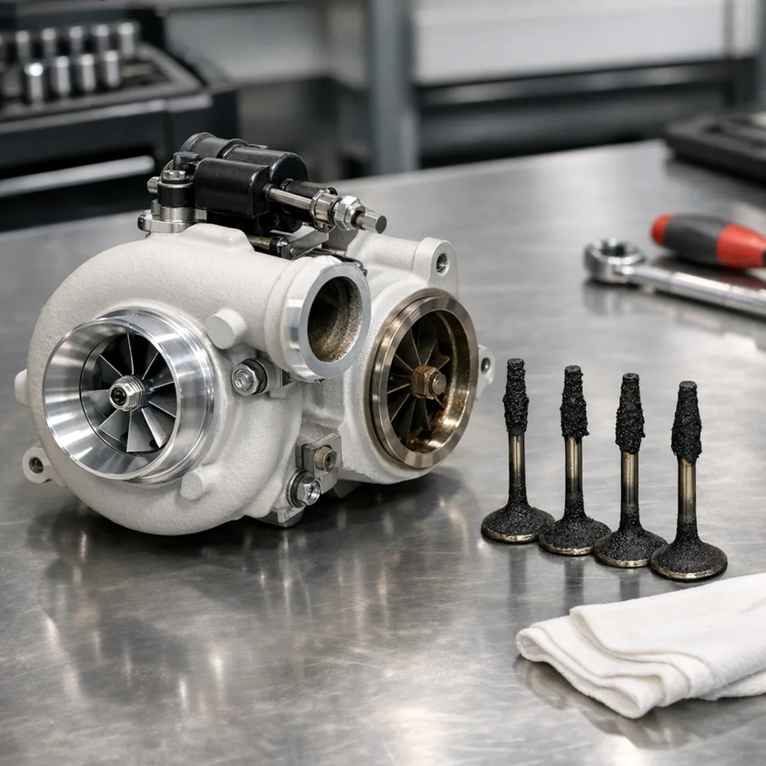 M139 turbo and carbon fouled intake valves, A45 AMG W177