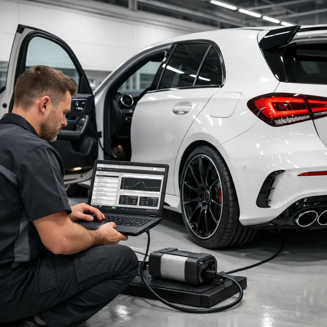 XENTRY diagnostics on the A45 AMG W177, C4 interface connected