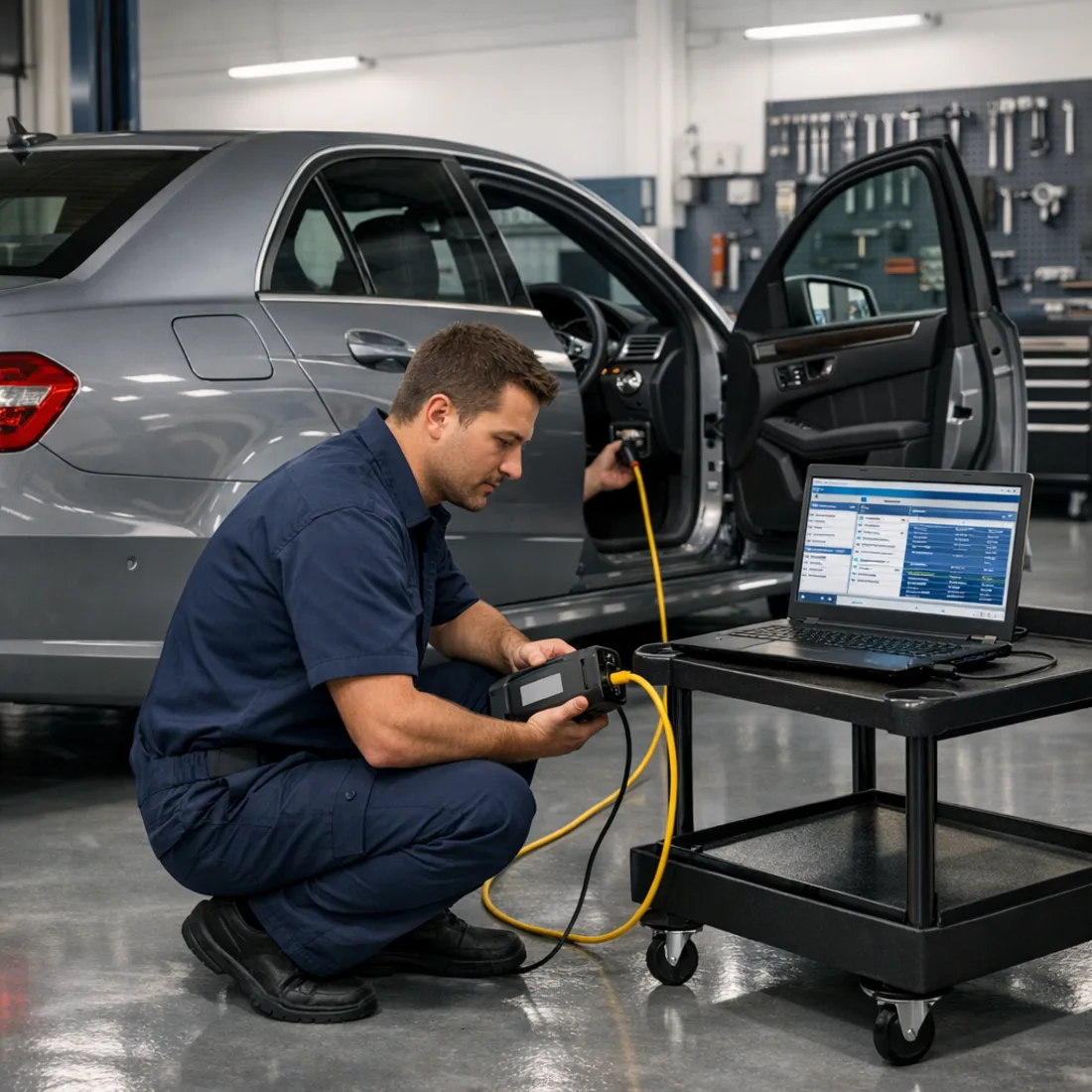 Factory XENTRY diagnostics in use on a W212 E 63 AMG at our Penrose workshop