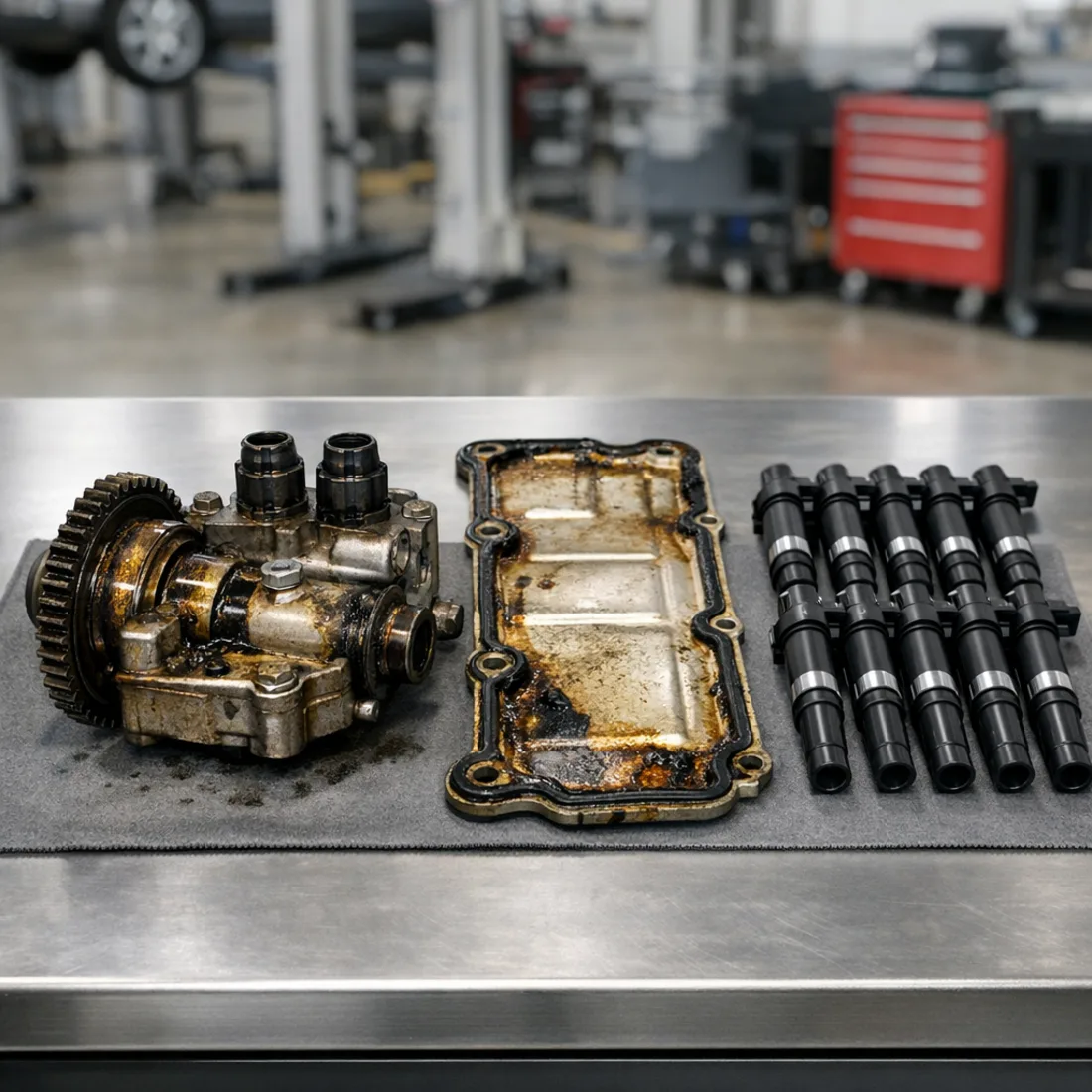 M156 cam adjuster and coil pack inspection, standard items on any W212 E 63 AMG top-end check
