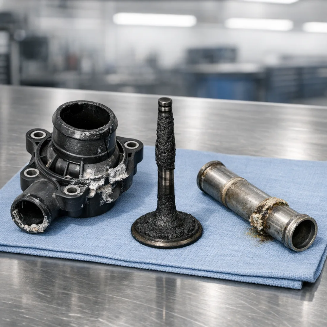 E 350 CGI: thermostat housing leaks and intake valve carbon are the M276's signature issues