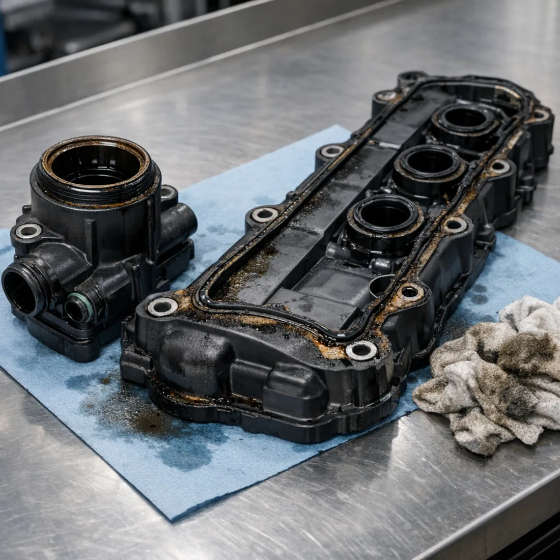 Clubman Cooper S F54: oil filter housing and valve cover gaskets, common leak points on the B48