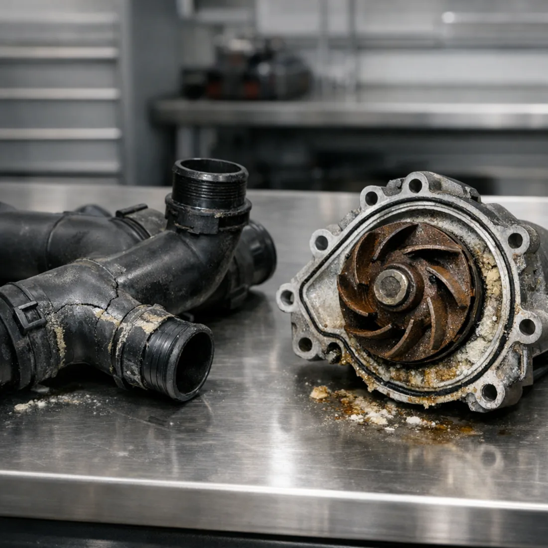 Cayenne 958.2 GTS 3.6T 440hp: coolant pipe and water pump, among the most common repairs on this variant