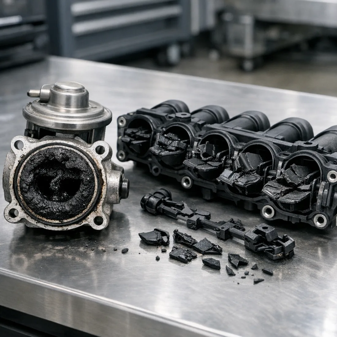 EGR valve and swirl flap assembly from a 970 Panamera, classic diesel wear items