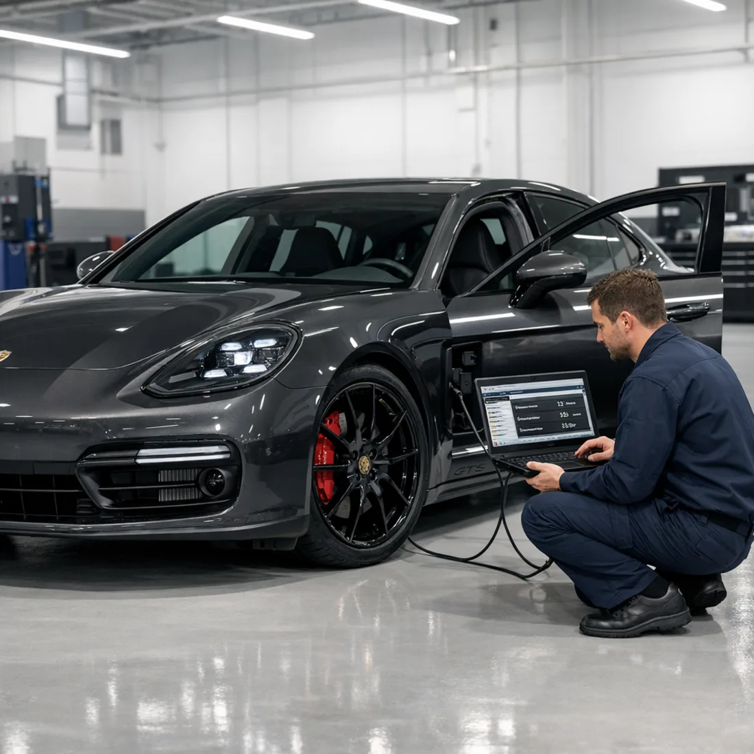 PIWIS III connected to a 971 Panamera GTS for a full system diagnostic scan