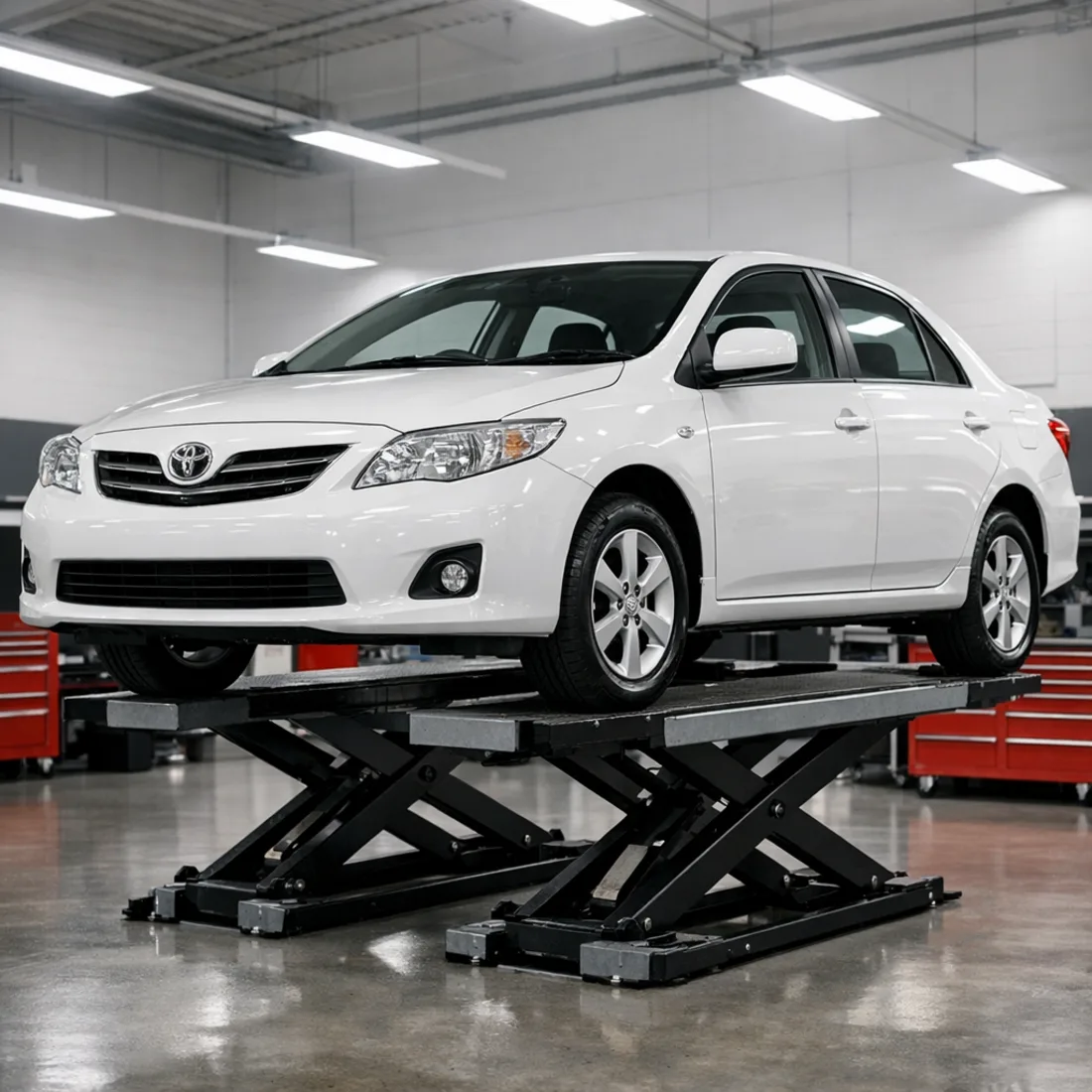 Toyota Corolla E15 2.0 D-4D on a workshop hoist