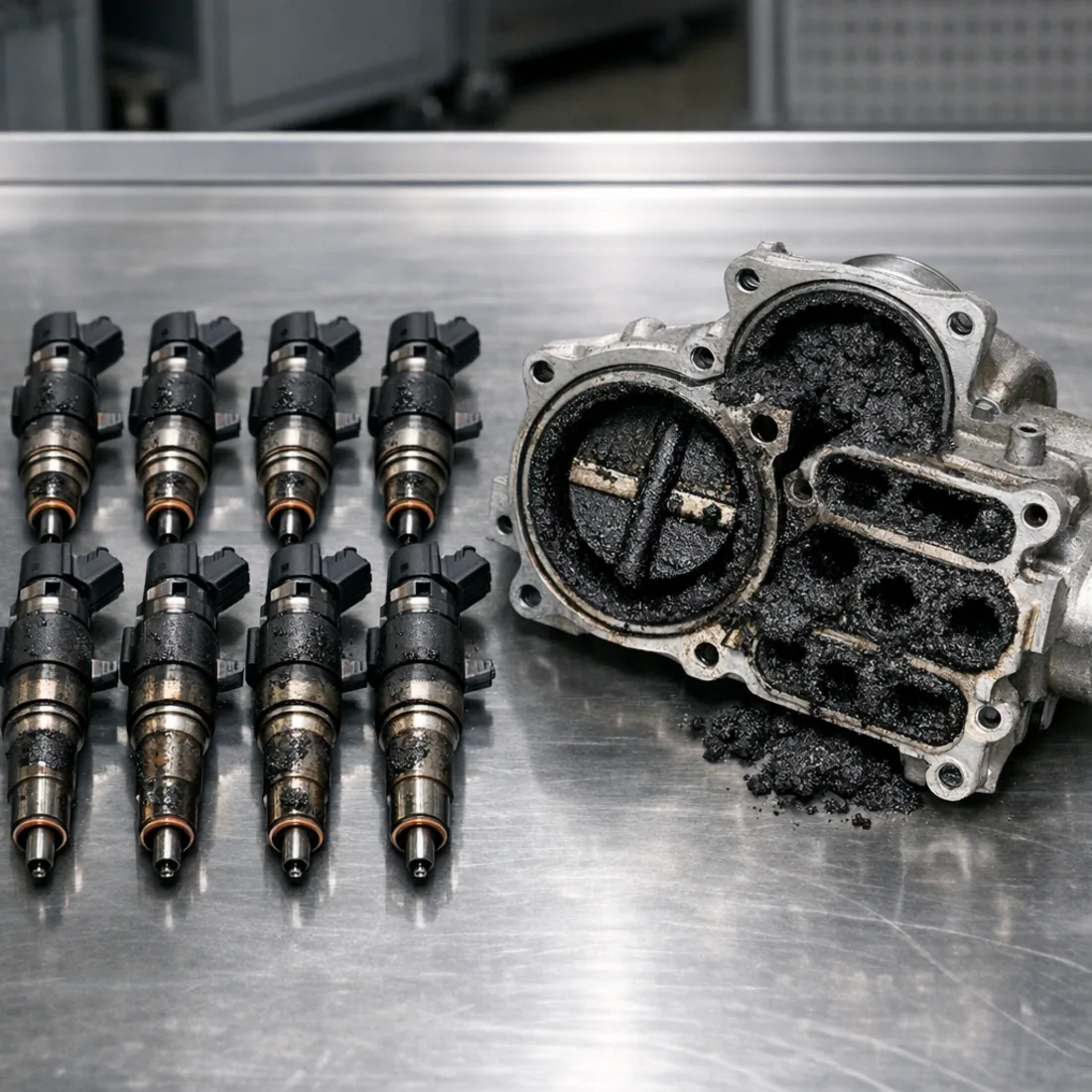 Worn injectors and fouled EGR valve from the first gen AXQ V8 TDI