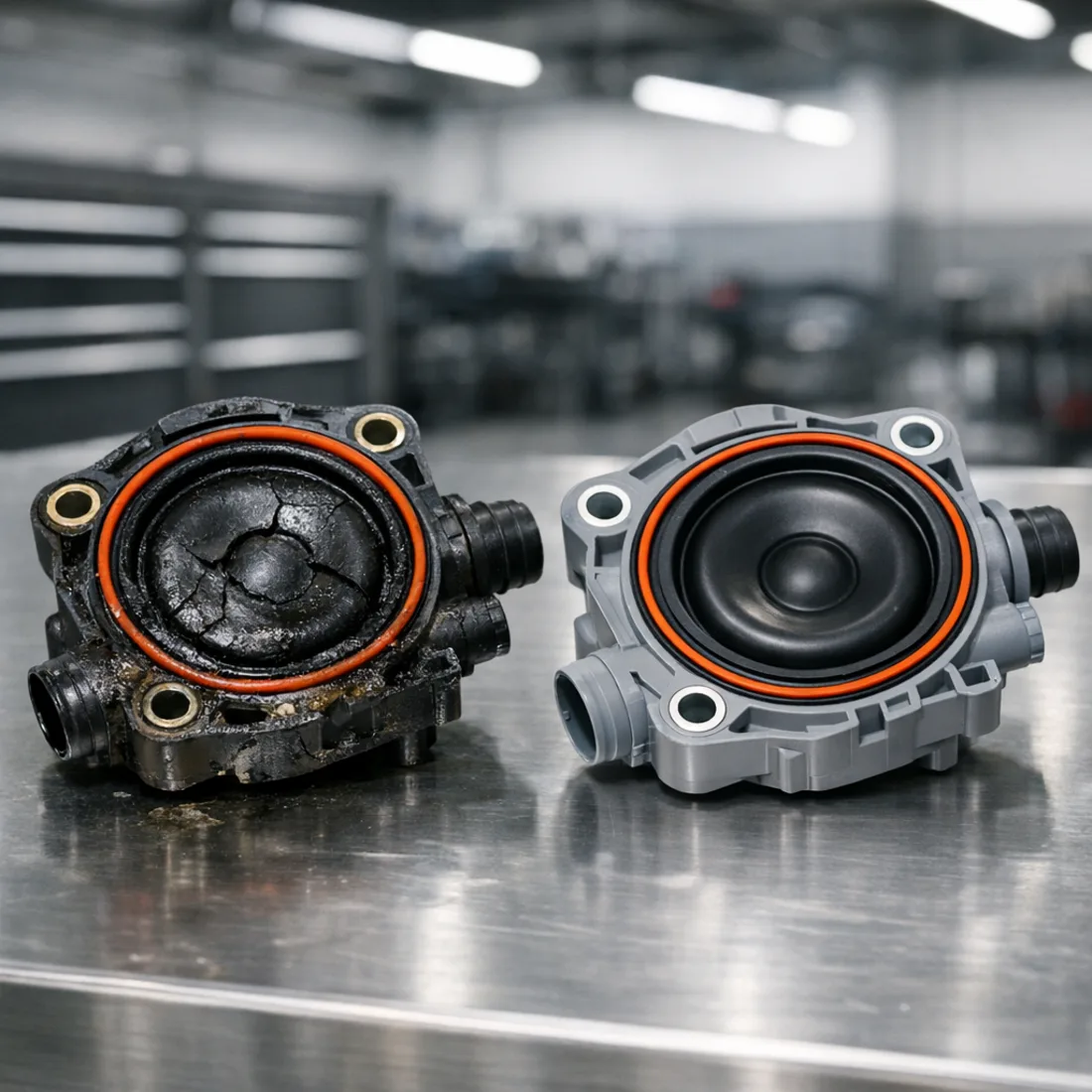 PCV valve and crankcase ventilation components from a Mk8 GTI, one of the most common failure points on the evo4 engine
