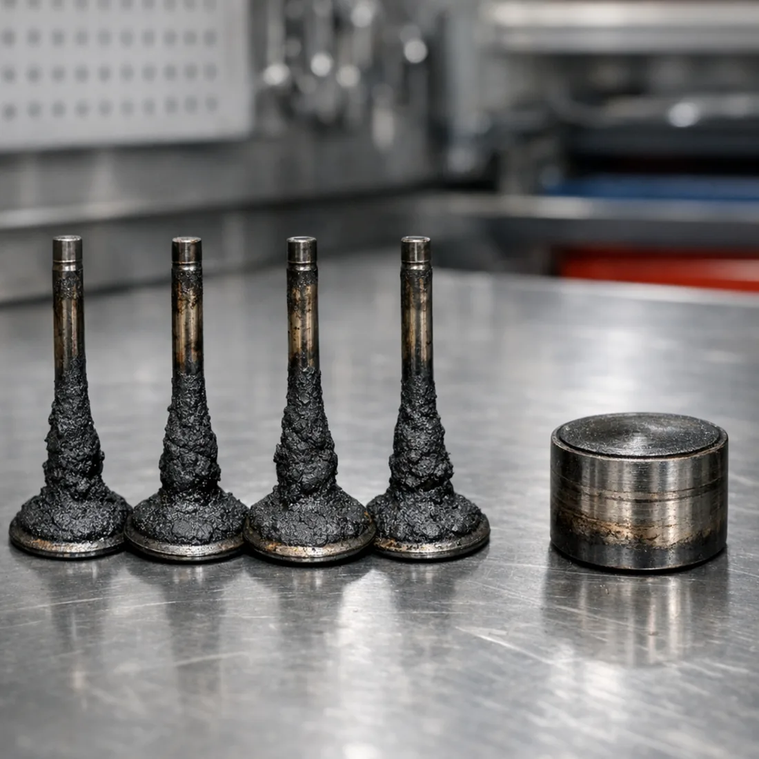 Golf Mk5 BLX: carbon coked valves and worn cam follower, two of the most common finds on these engines