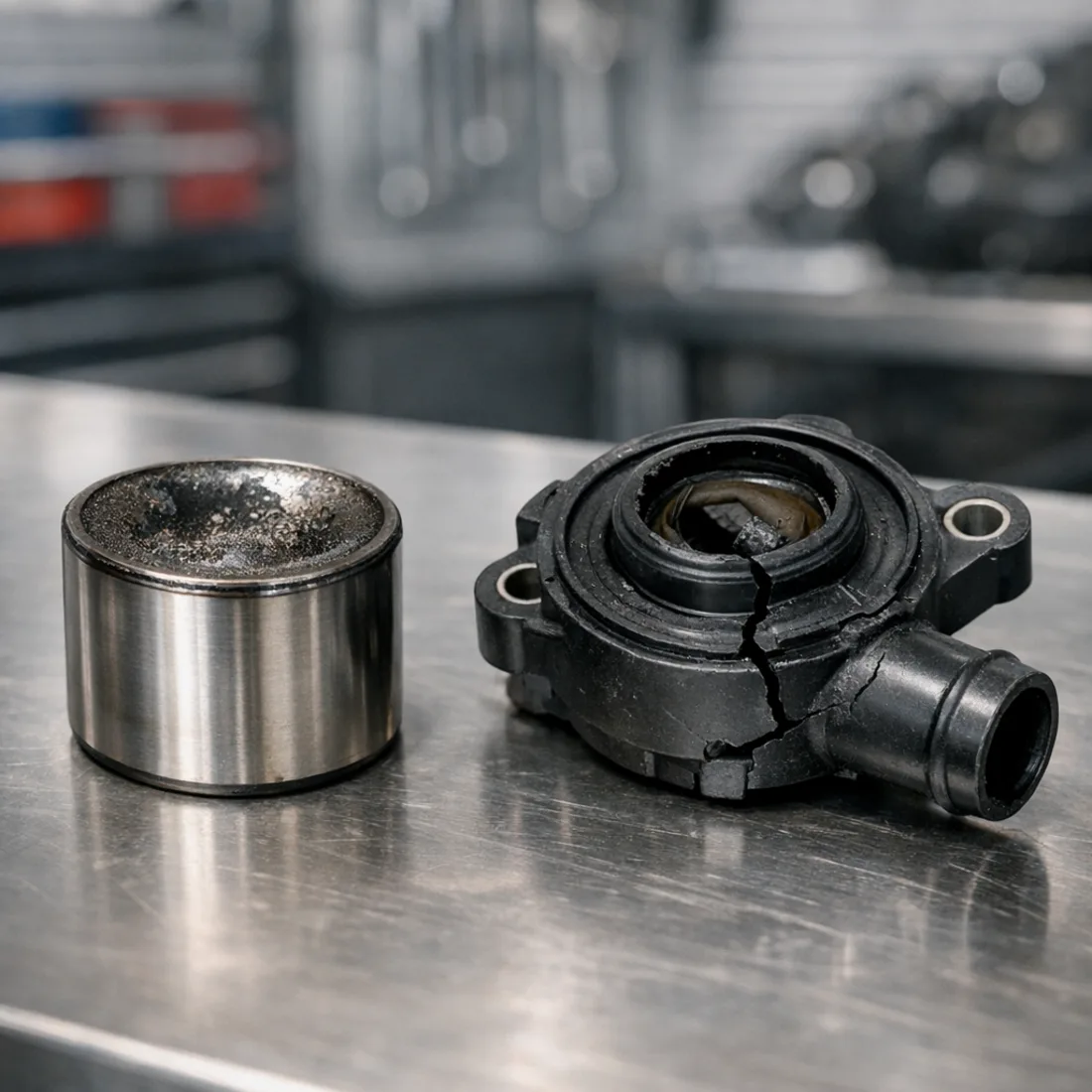 Worn cam follower and PCV valve removed from a Mk5 GTI, two of the most common failure points on the CCTA engine