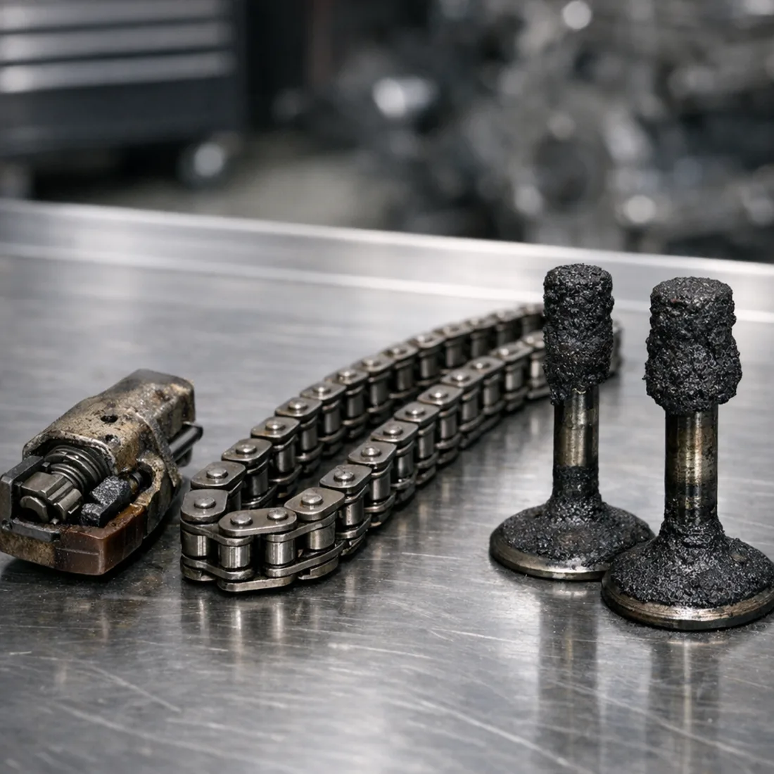 Worn timing chain tensioner and carbon build up, Golf R32 Mk5