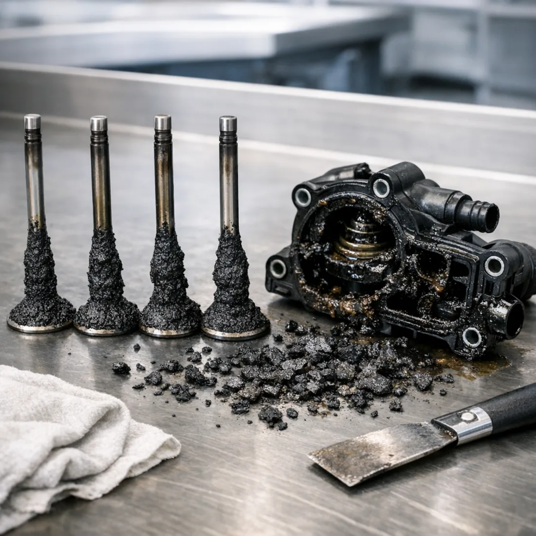Polo GTI AW: EA888 intake valve carbon deposits, a direct injection reality on all higher mileage examples