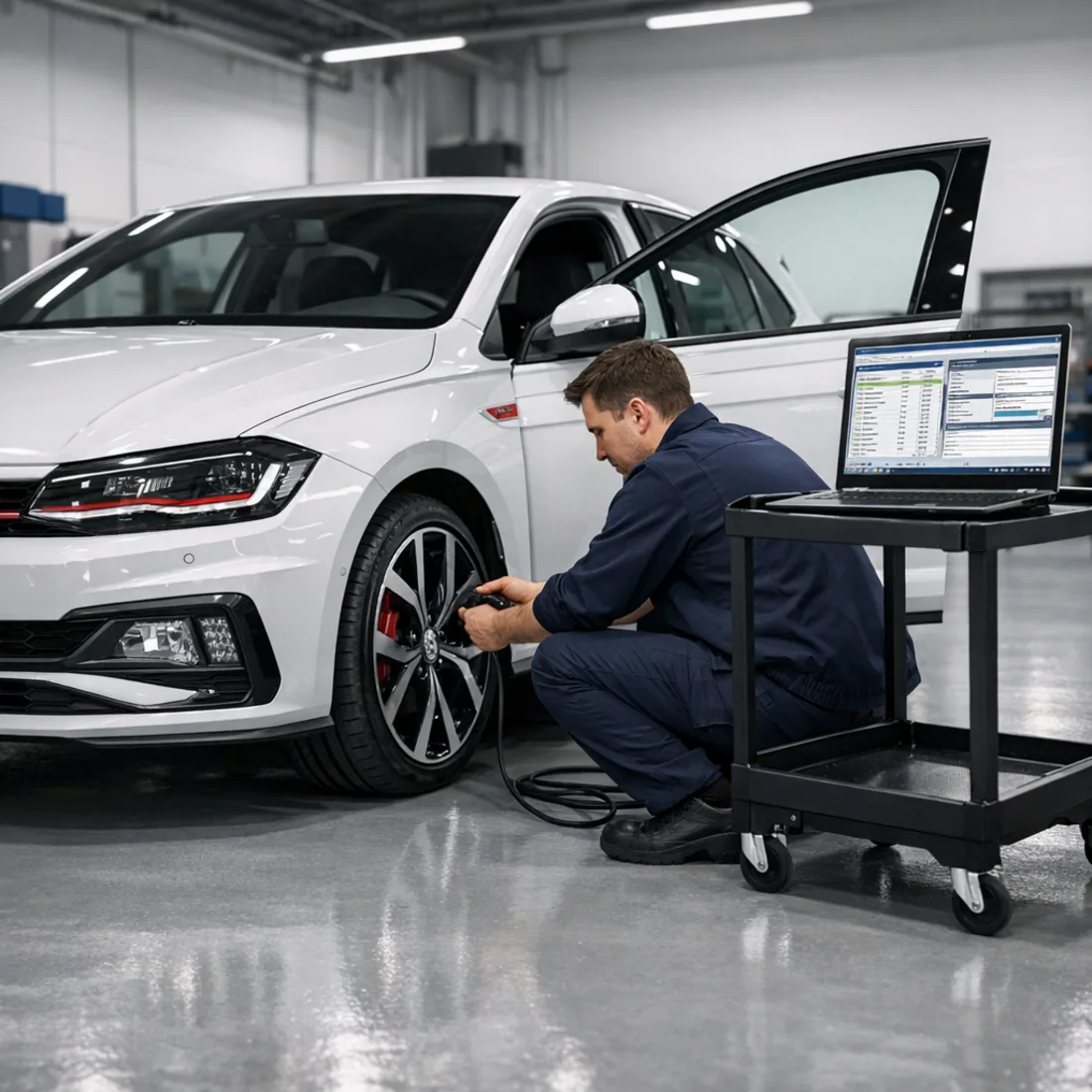ODIS factory diagnostics on the Polo GTI AW. The same platform applies across all three Polo generations we service